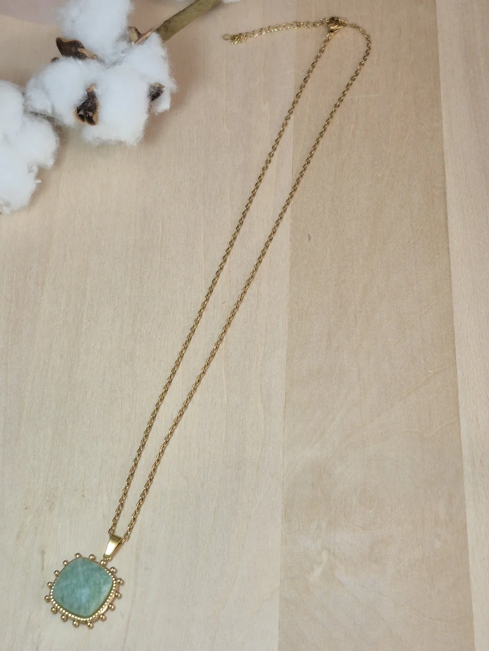 🩵🩵NEW🩵🩵 PRETTY!! Natural Stone Faceted AMAZONITE Square Pendant Necklace